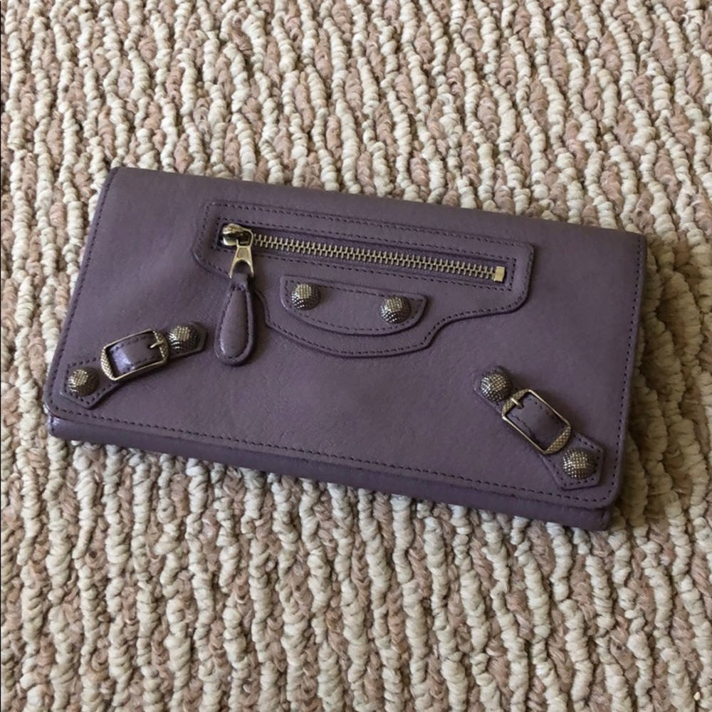Balenciaga Lilac Purple Silver Hardware Wallet